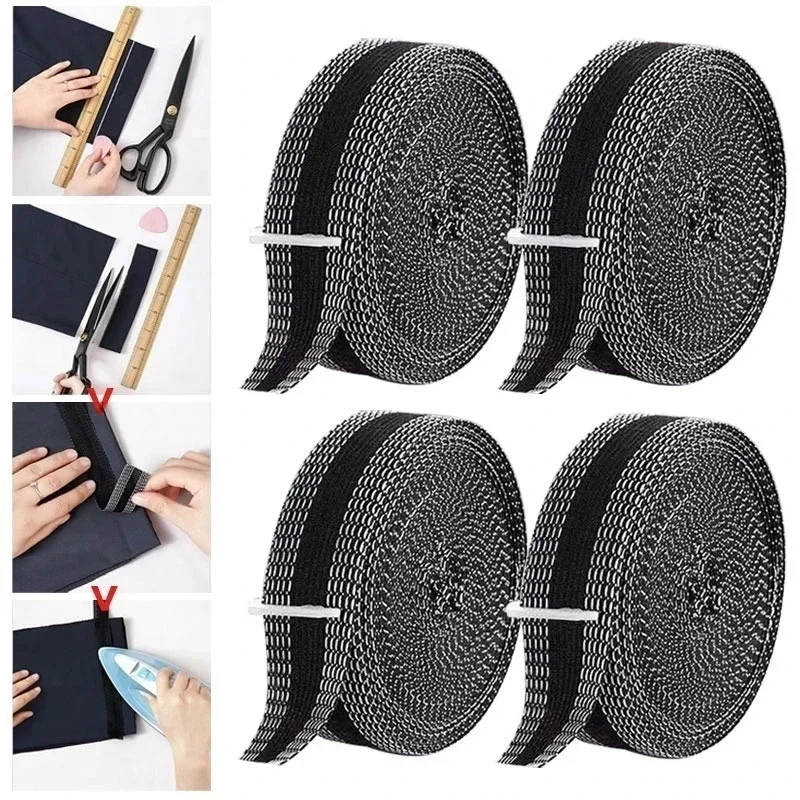 FJHemming-Ruban adhésif pour raccourcir les bords du pantalon, pâte de réparation, ruban adhésif, lavable, facile à utiliser, bricolage, tissu à coudre, 1m-5m