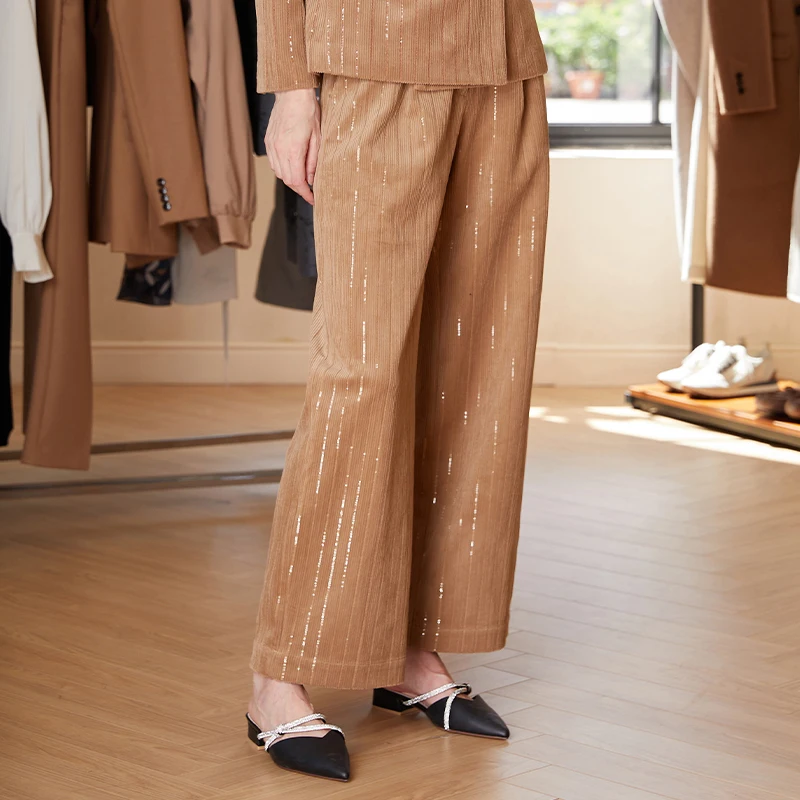 K1363W Luxury brand Womens Clothing for ladies office wear business suit trousers fomal long sequin pants