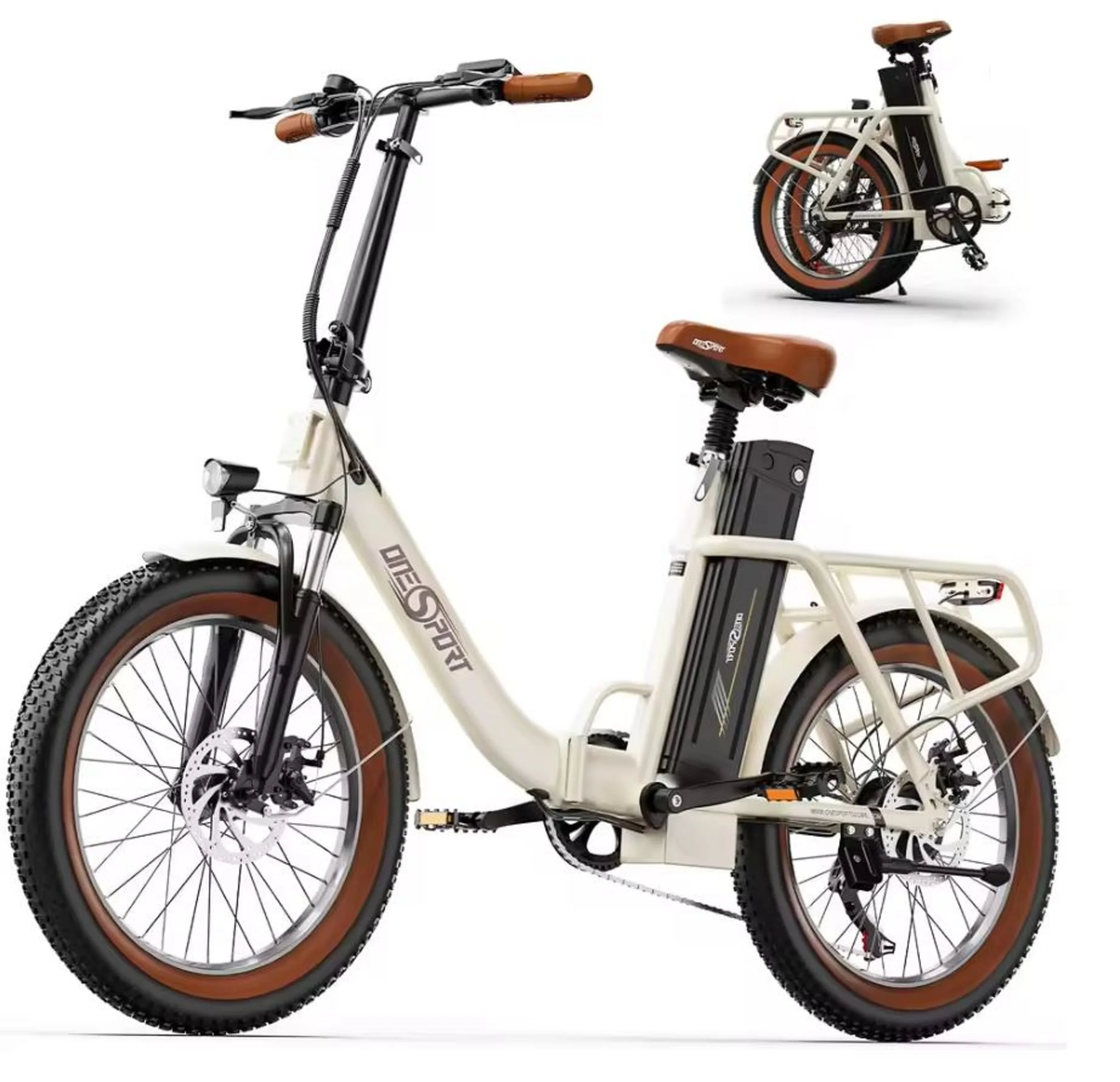 จักรยานไฟฟ้าพับได้สำหรับผู้ใหญ่ ยางใหญ่ ระบบกันสะเทือน 48V จักรยานไฟฟ้าสำหรับผู้หญิง แบบพับได้ มีสินค้าในคลัง