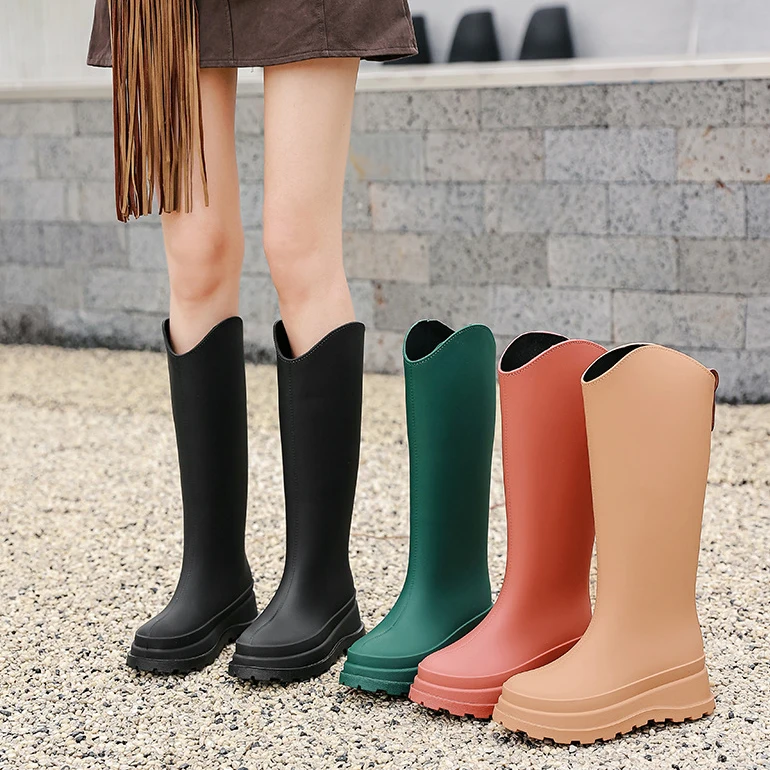 Women Long Rain Boots Summer PVC Wetable Women's Boots