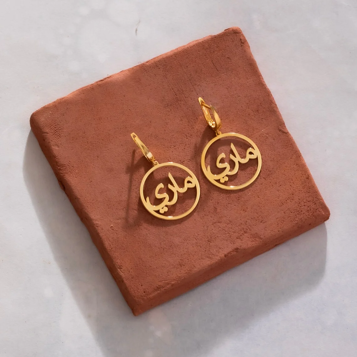 Customized Arabic Name Hoop Earrings Personalized Gold Stainless Steel Earring for Women Nameplate Statement Circle Jewelry Gift