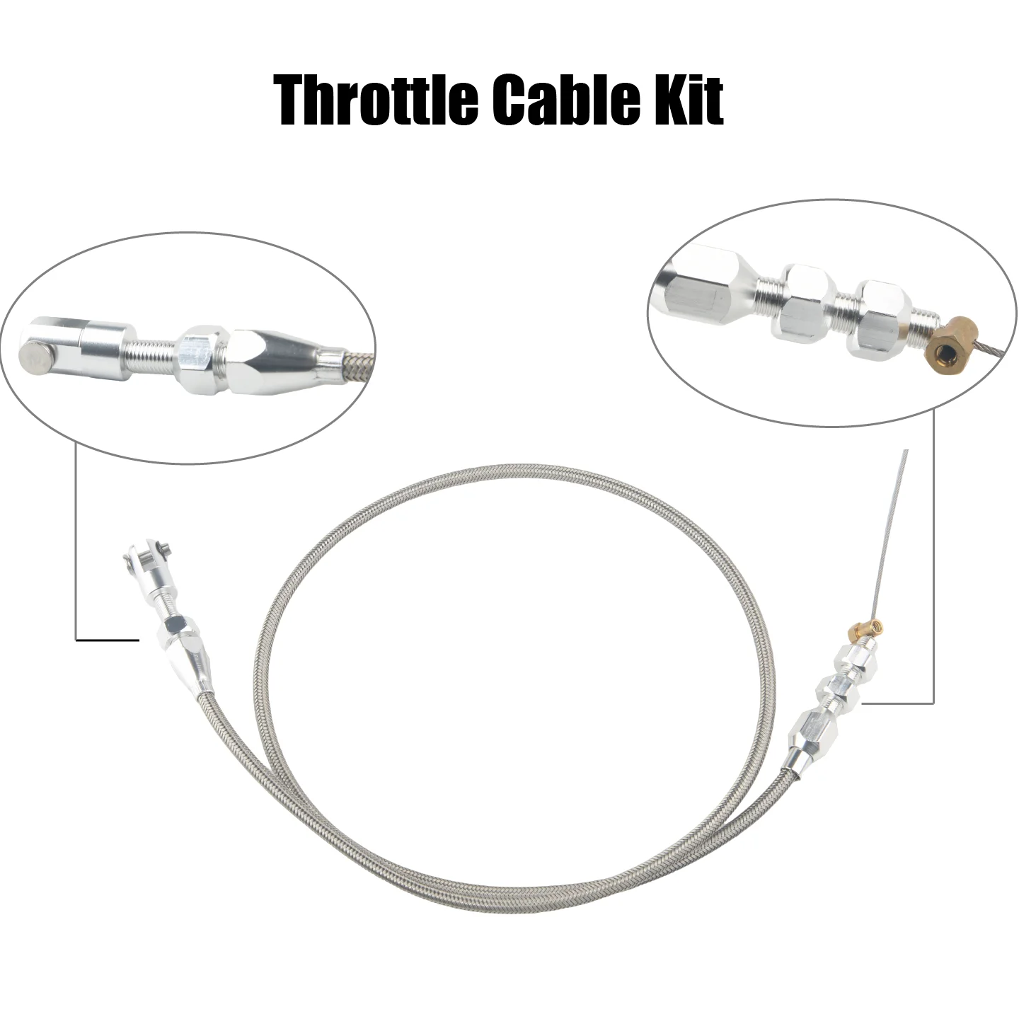 24/36 inch Throttle Gas Cable Kit Stainless Steel Braided For 97-07 Chevrolet/Chevy LS1 Engine 4.8L 5.3L 5.7L 6.0L