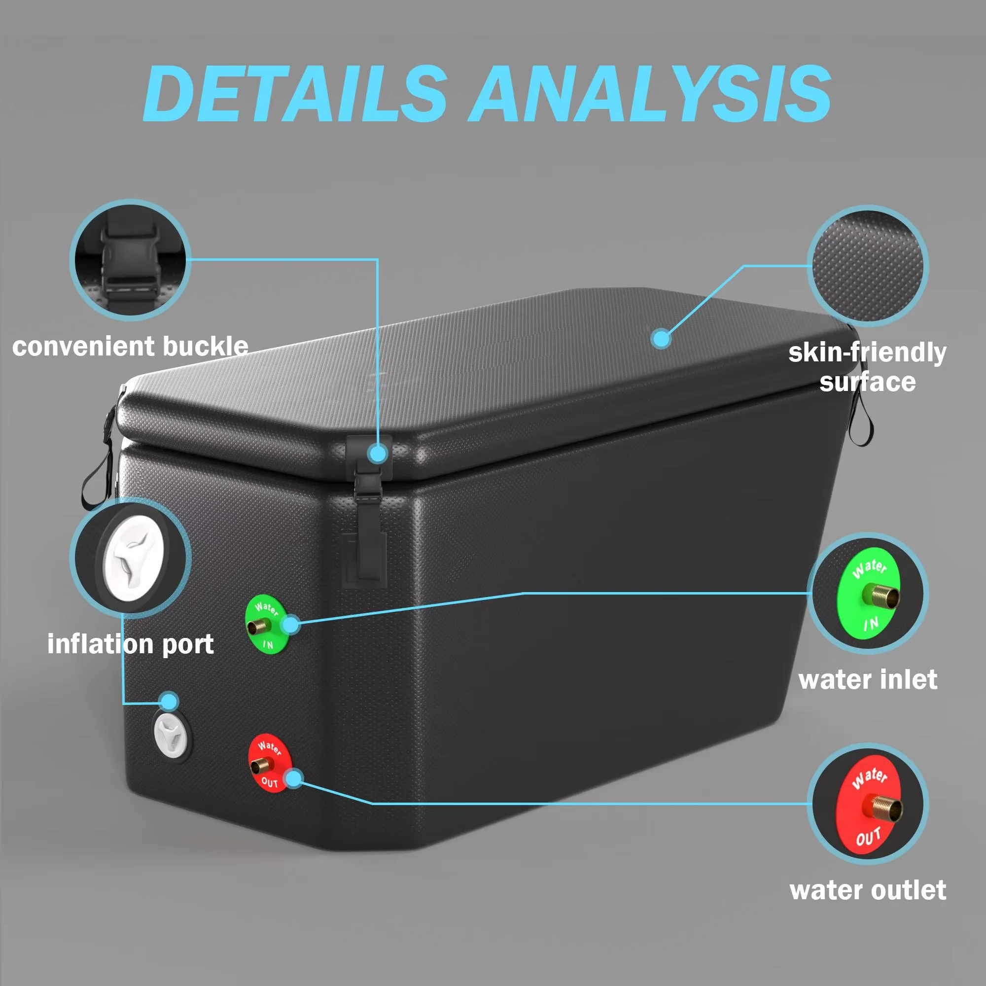 Inflatable Reclining Ice Bath Tub  Athletes Water Chiller Compatible Ergonomic Cold Plunge Tub for Recovery with  Lid Pump