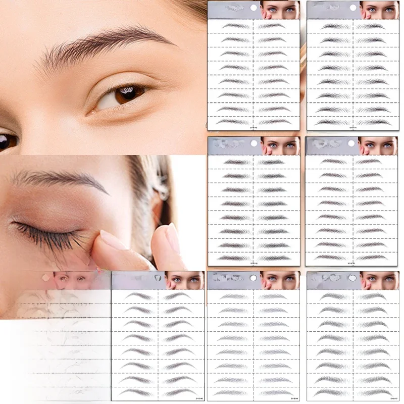 EyebloggTattoos Autocollants Imperméables pour le Toilettage, Autocollants de Transfert d'Eau, Comme les Cheveux, Longue Durée, Maquillage des Sourcils