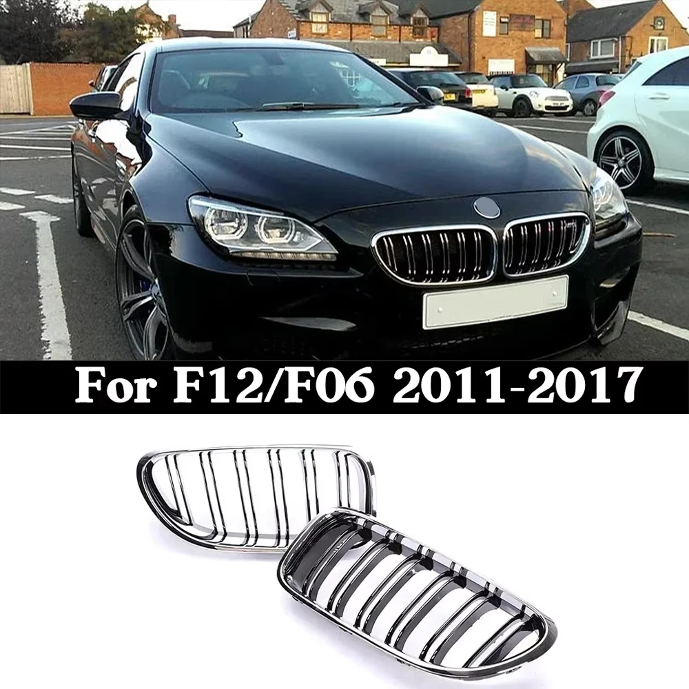 Gril Bawah Model M6 untuk BMW Seri 6 F12 F13 F06 2011-2017, Jaring Hitam Krom dengan Strip Warna M, Cover Racing Facelift