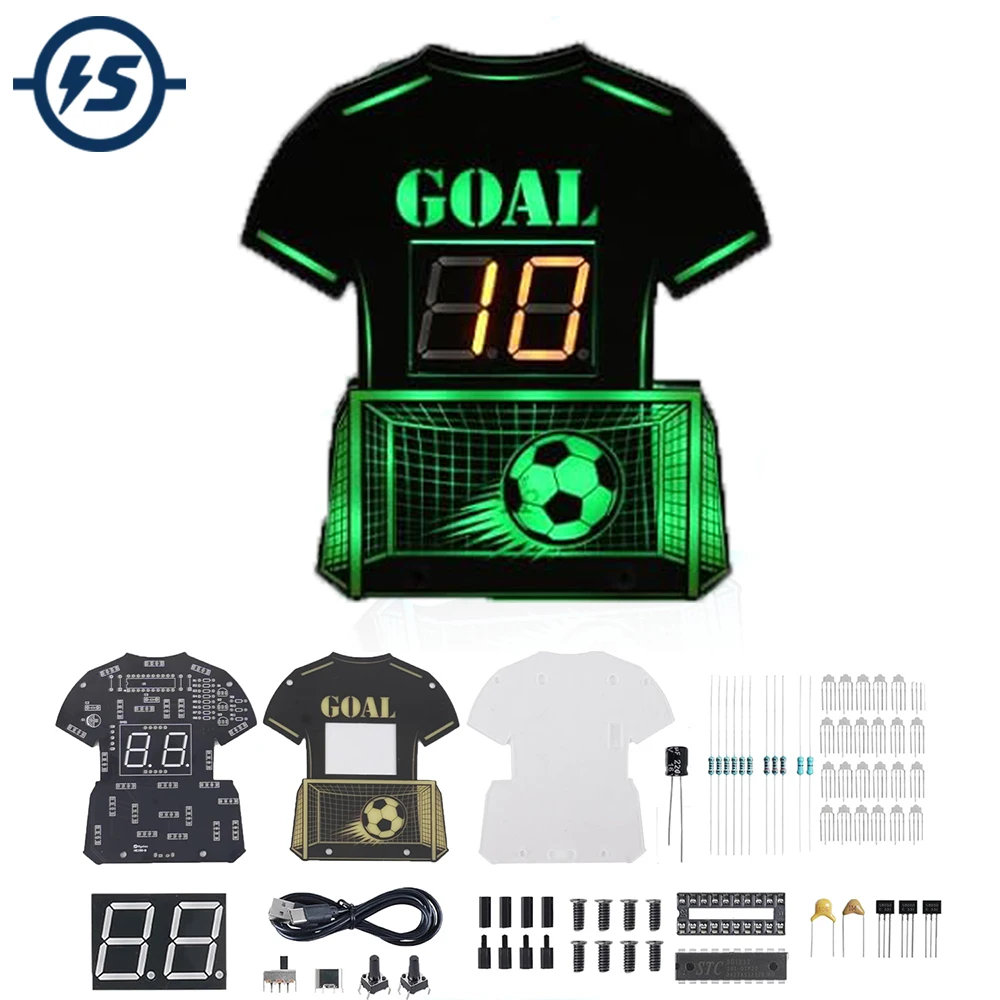 Football LED Light Electronic Kit Soccer Jersey DIY Soldering Project with 7 Colors STEM Learning Project for Students Beginners