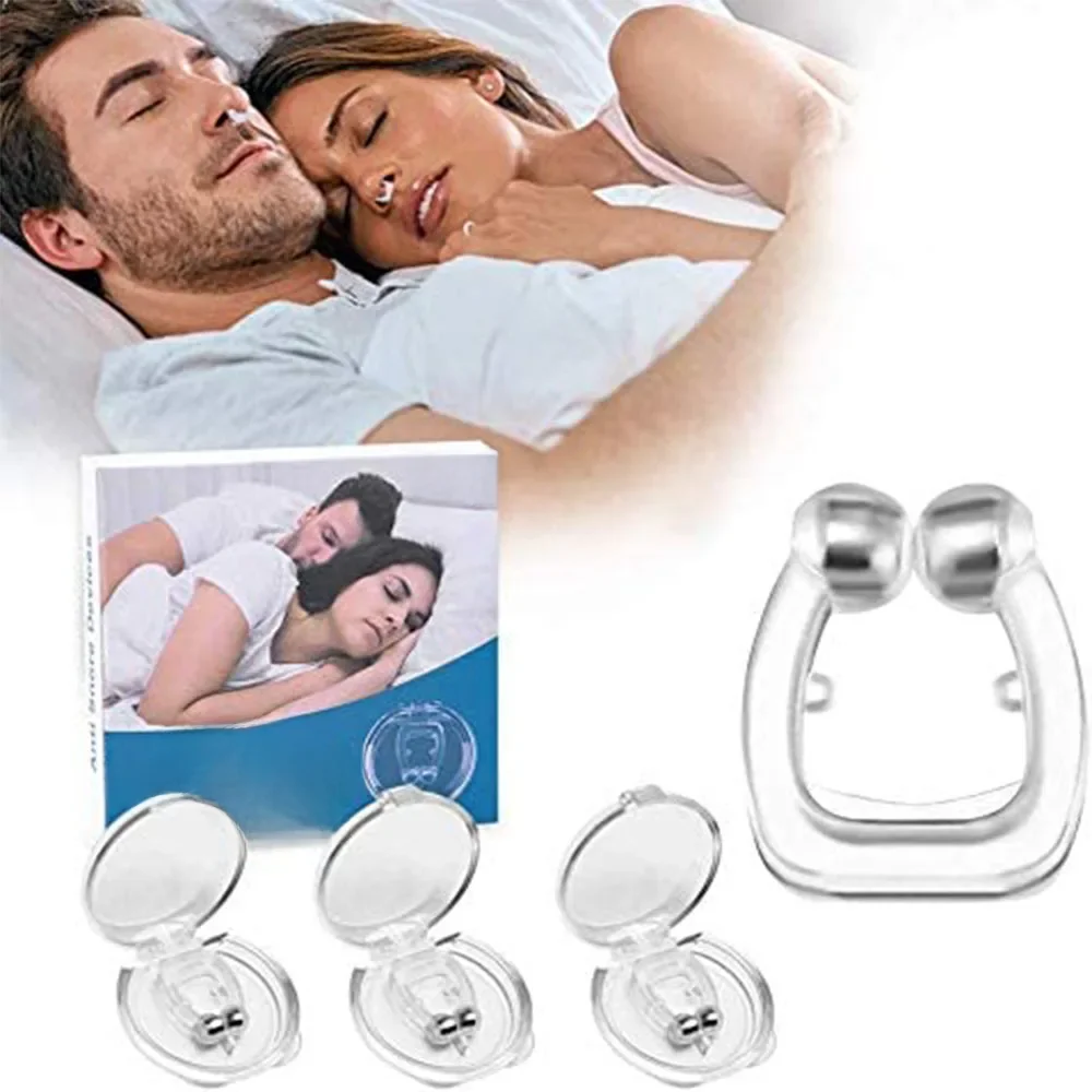 Dispositif magnétique anti-ronflement en silicone, pince anti-ronflement, aide au sommeil professionnelle, dernière version, 4 pièces