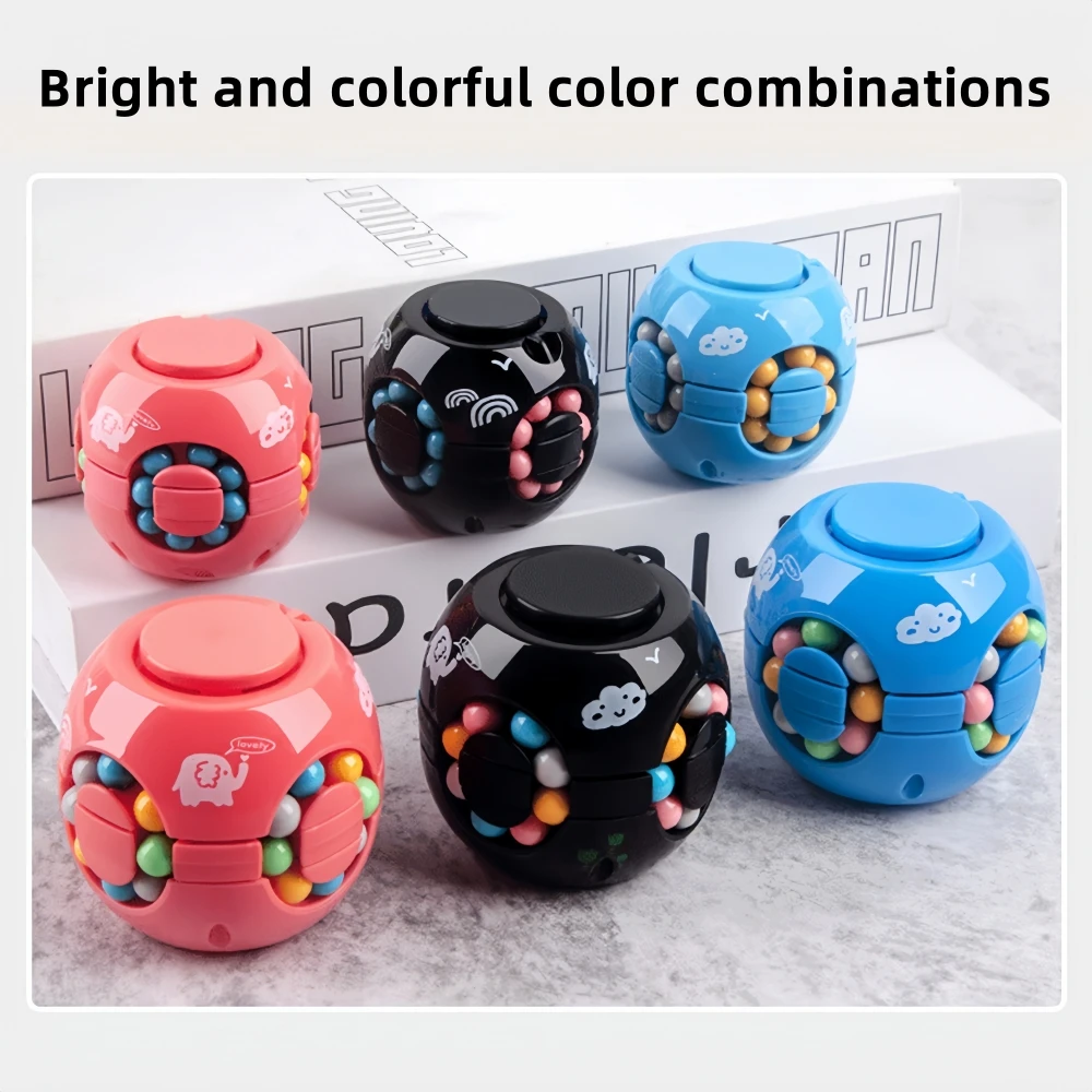 1 pc baby toys,Educational small toys,spinning magic bean puzzle toy, magic bean cube toy and fidget spinner two-in-one toy