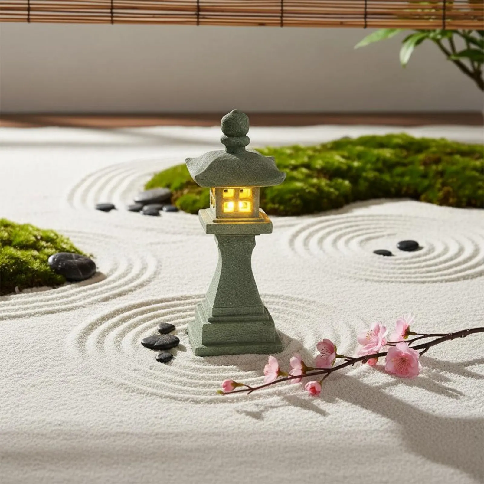 Chinese Zen-inspired Blue Sandstone Palace Lanterns,Garden Decorations,Figurines, Scene Arrangement Landscape Garden Ornaments