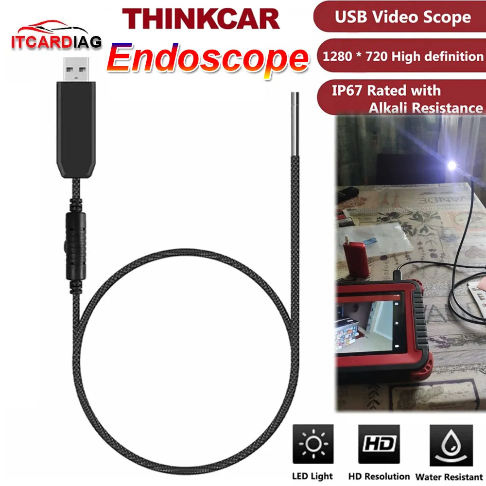 

THINKCAR THINKTOOL Video Scope USB Video Inspection Scope Camera with LED Light for Automotive Diagnostic Tool Fit Pro 60 inch