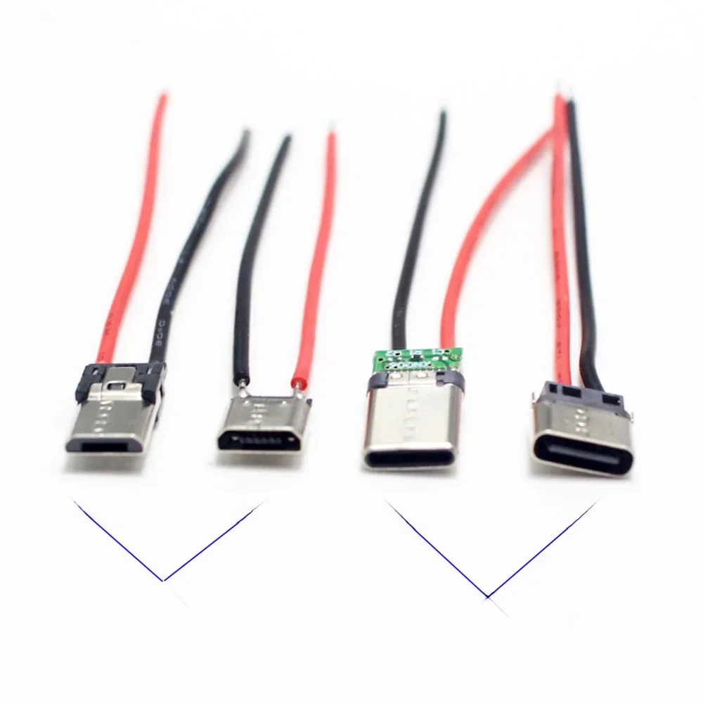 2/5 pièces Micro USB type-c 2 broches horizontaux/vertical 2P Simple soudé mâle carte enfichable connecteur USB-C de charge rapide