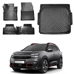 Floor Mats + Cargo Trunk Liner Fits Citroen C5 Aircross 2017-2024 Set - All Weather Maximum Coverage - Water Resistance