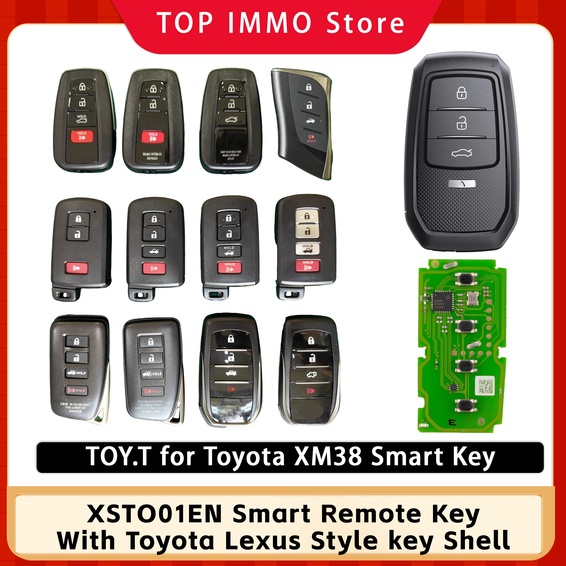 

Xhorse XSTO01EN with Modified key shell TOY.T XM38 Smart Key with Shell Support 4D 4A 8A with vvdi2/mini key tool / Key tool max