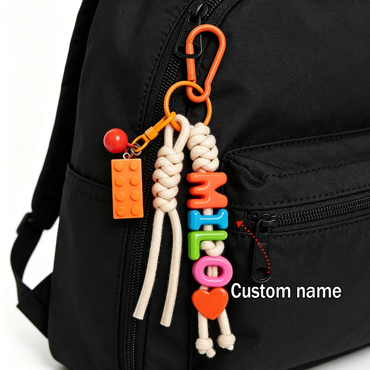 1 Stück personalisierter Schlüsselanhänger mit Quaste und Glöckchen – handgefertigter geflochtener Taschenanhänger, personalisiertes Taschenaccessoire, Abschlussgeschenk – Detail 13