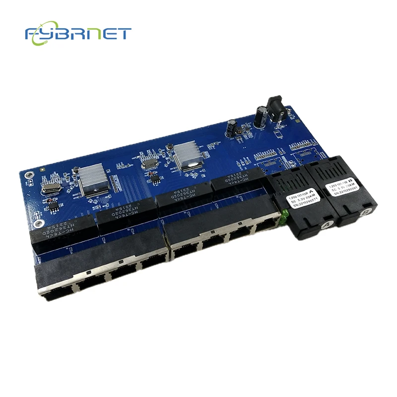 Gigabit Fiber Ethernet switch Fiber Optical Media Converter 2 port SC 8 Port RJ45 PCBA board 10/100/1000Mbps 2F8E Board PCBA