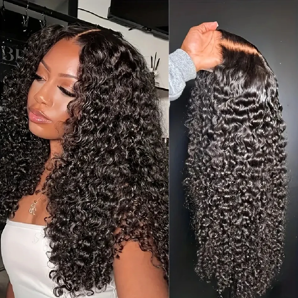 

250% Wet And Wavy 13X6 Deep Curly Human Hair Wig Unprocessed Water Wave Lace Front Wig Wig Full Baby Hair Curly Wave Human Hair Wig for Women Side Middle Part Deep Wave Lace Frontal Wig for Makeup Wig Kinky Curly Wig Pre Plucked