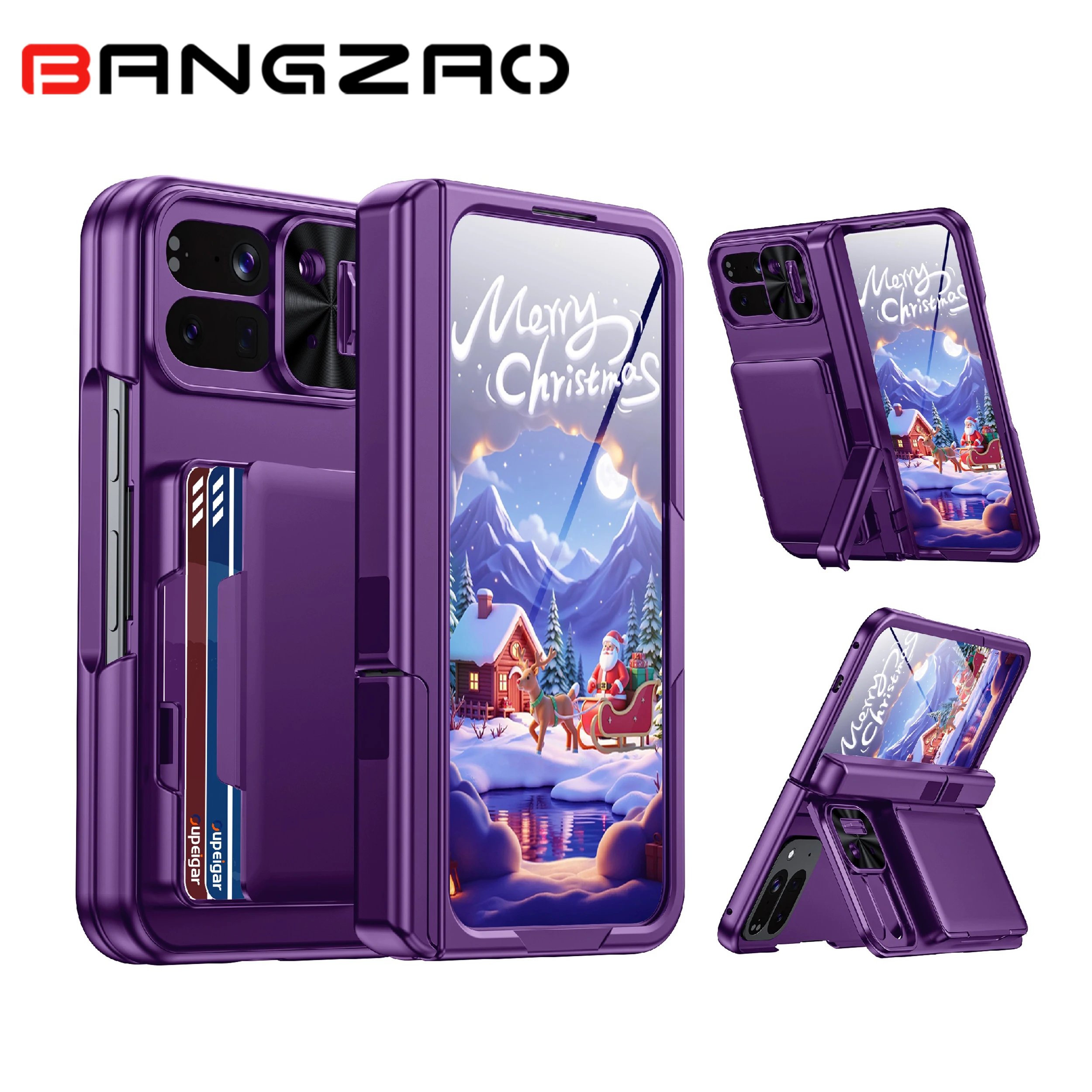 

Рождественский подарок, защитная пленка для экрана, держатель для карт [блокировка RFID] чехол для камеры, складной чехол для Google 10 Pro, встроенная подставка-фиолетовый