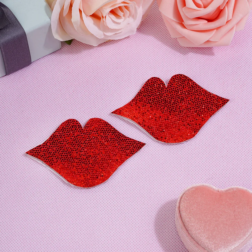 Women New Adhesive Nipple Pasties Nipple Covers Sexy Sequin Breast Stickers Holiday Gift Party Red Lips Lingerie Accessories