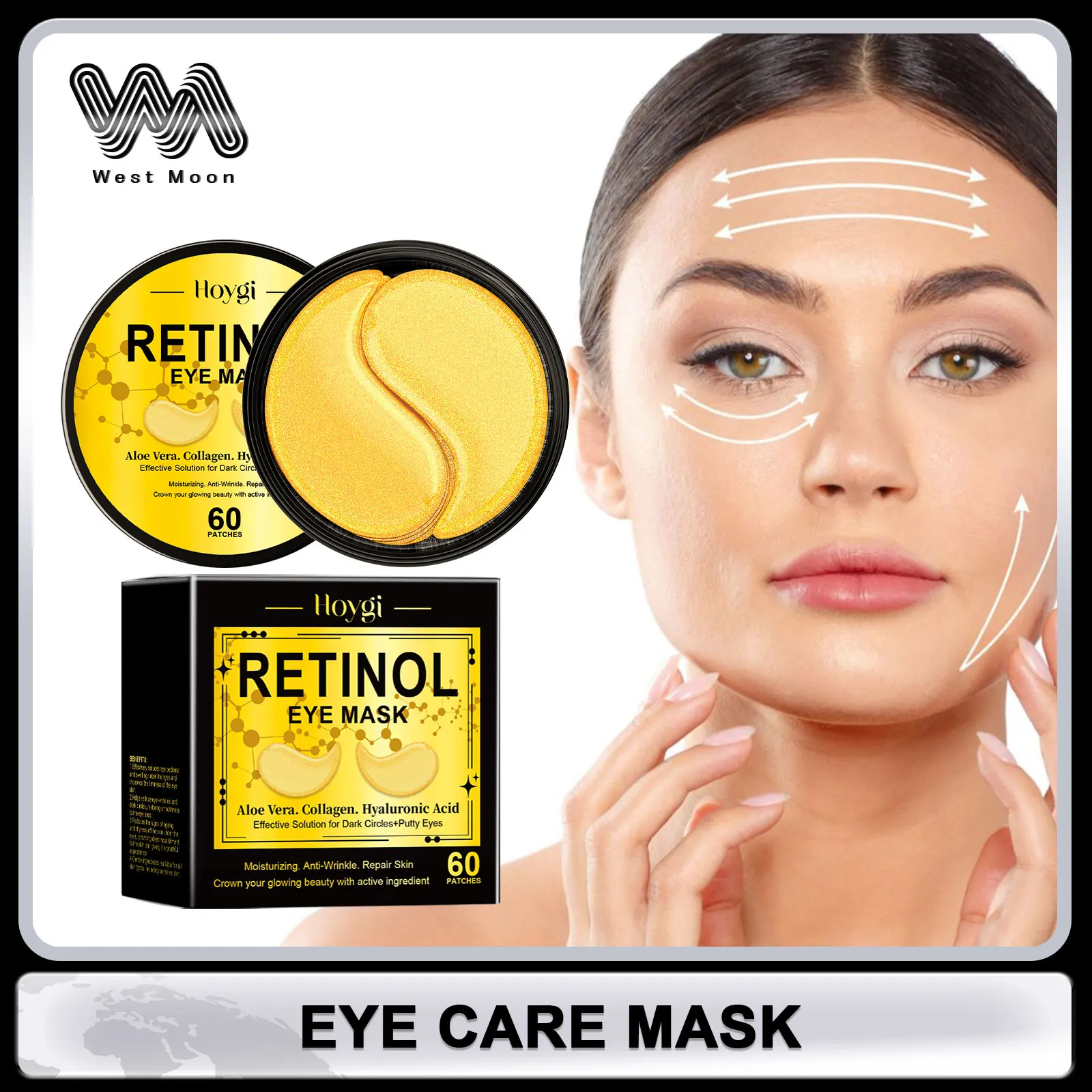 Retinol Eye Mask Dark Circles Removing Eye Bags Moisturizing Skin Nourishing Improving Dryness Brightening Skin Care Eye Patches