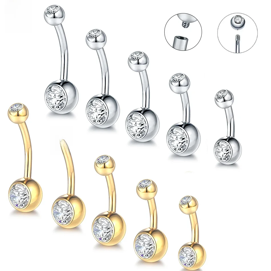 10 stks/partij G23 Titanium Navelpiercings Crystal Navel Barbell Ringen Buik Piercing Sieraden voor Sexy Vrouwen Navel Piercing 14G - afbeelding 2