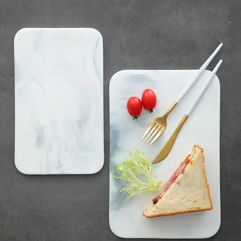 Marmurowa deska do krojenia do krakersów serowych i sushi, ceramiczny prostokątny talerz, taca do przechowywania, pojemnik na żywność, naczynia — zdjęcie 2