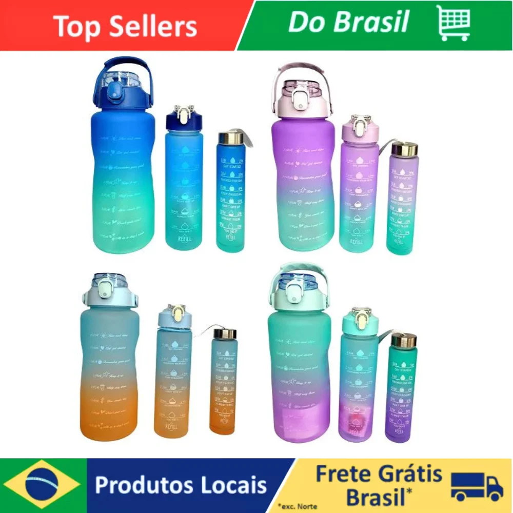 Garrafa De Água Squeeze 2l Kit Com 3 Personalizavel Academia