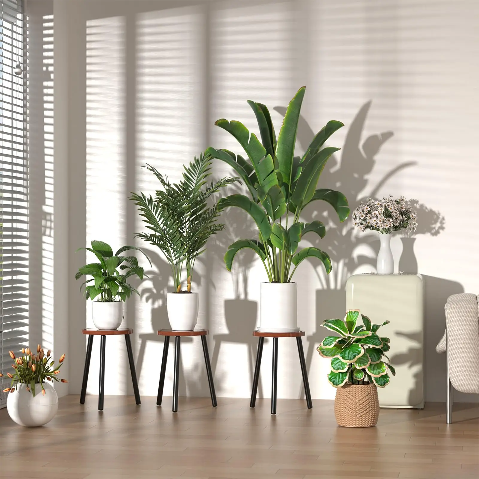 2-Pack Wood Plant Stands Indoor, 16.7