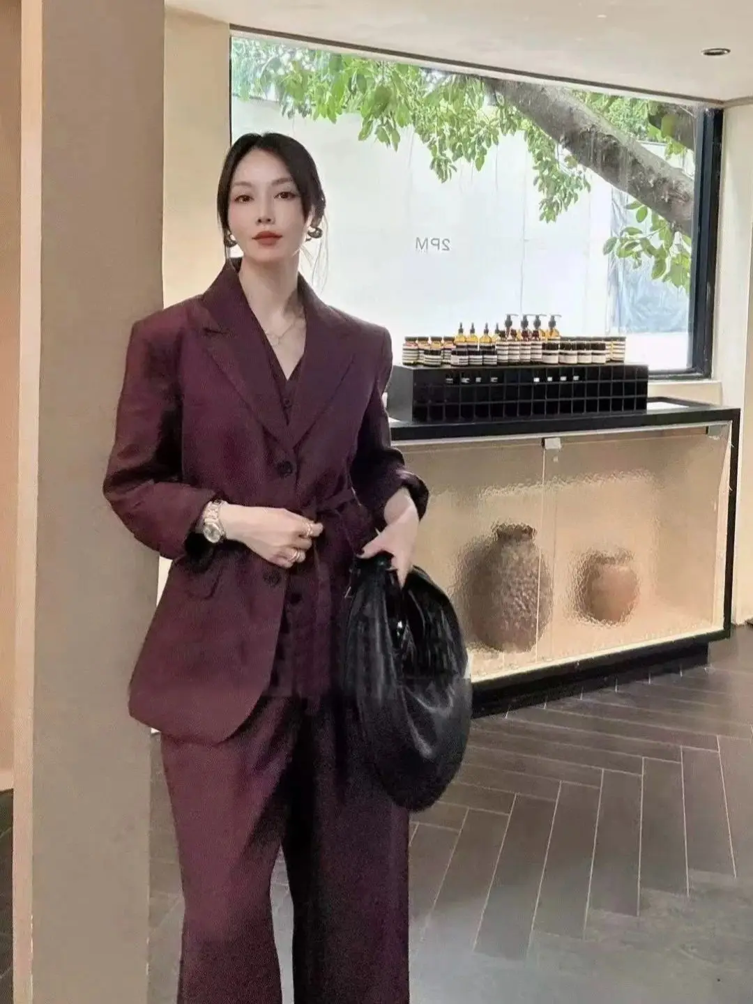 

Autumn casual women's heavyweight linen three piece set