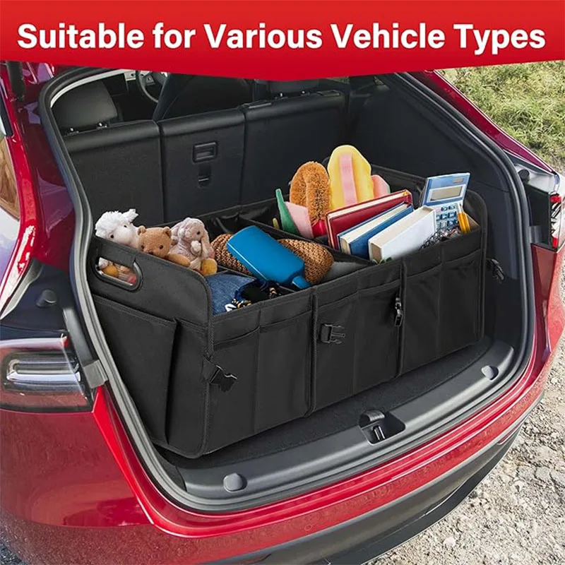 

Simple Deluxe Car Trunk Organizer, Multi Compartments Collapsible Trunk Storage, Anti-slip, Waterproof 600D Oxford Polyester