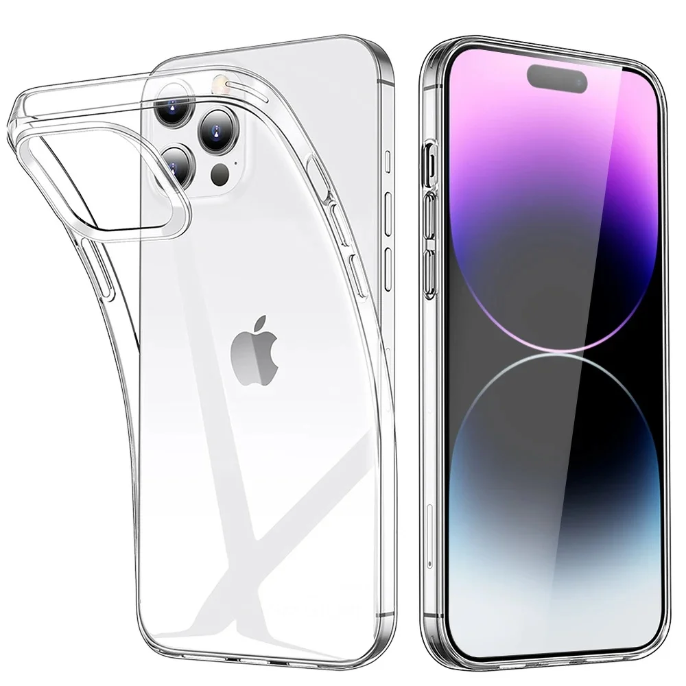 Ultra cienkie przezroczyste etui na telefon iPhone 16 15 14 13 12 11 Pro Max Mini X XR XS 7 8 Plus Miękka silikonowa przezroczysta tylna obudowa TPU — zdjęcie 2