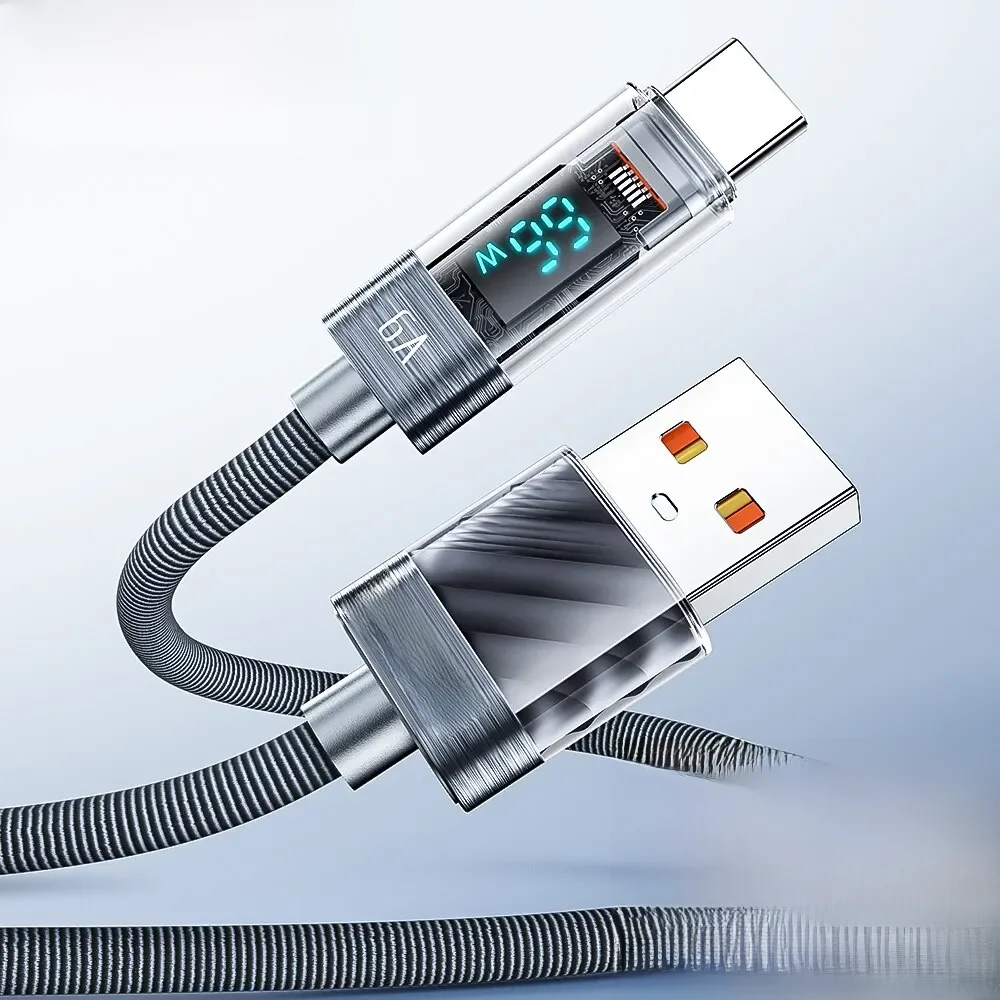 Toocki kabel USB typu C 6A 66W dla Huawei OPPO wyświetlacz szybkie ładowanie kabla USB C kabel do Xiaomi 12 Samsung Realme — zdjęcie 2