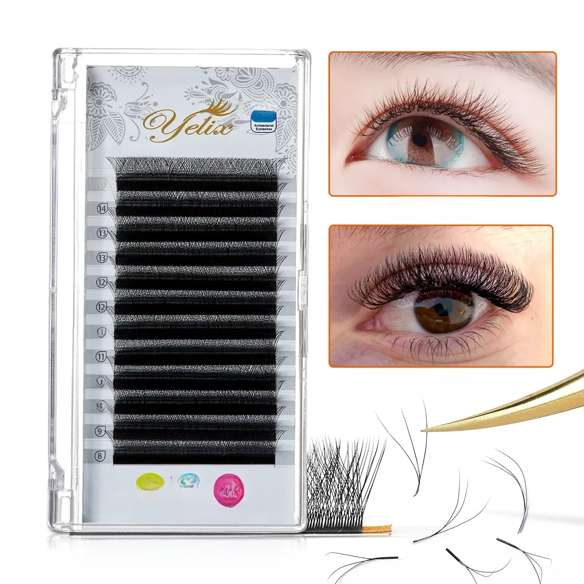 Yelix-Faux cils en forme de W, doux, Everver, cils de vison 3D, fournitures d'extension de cils, faux cils naturels, 0.07mm