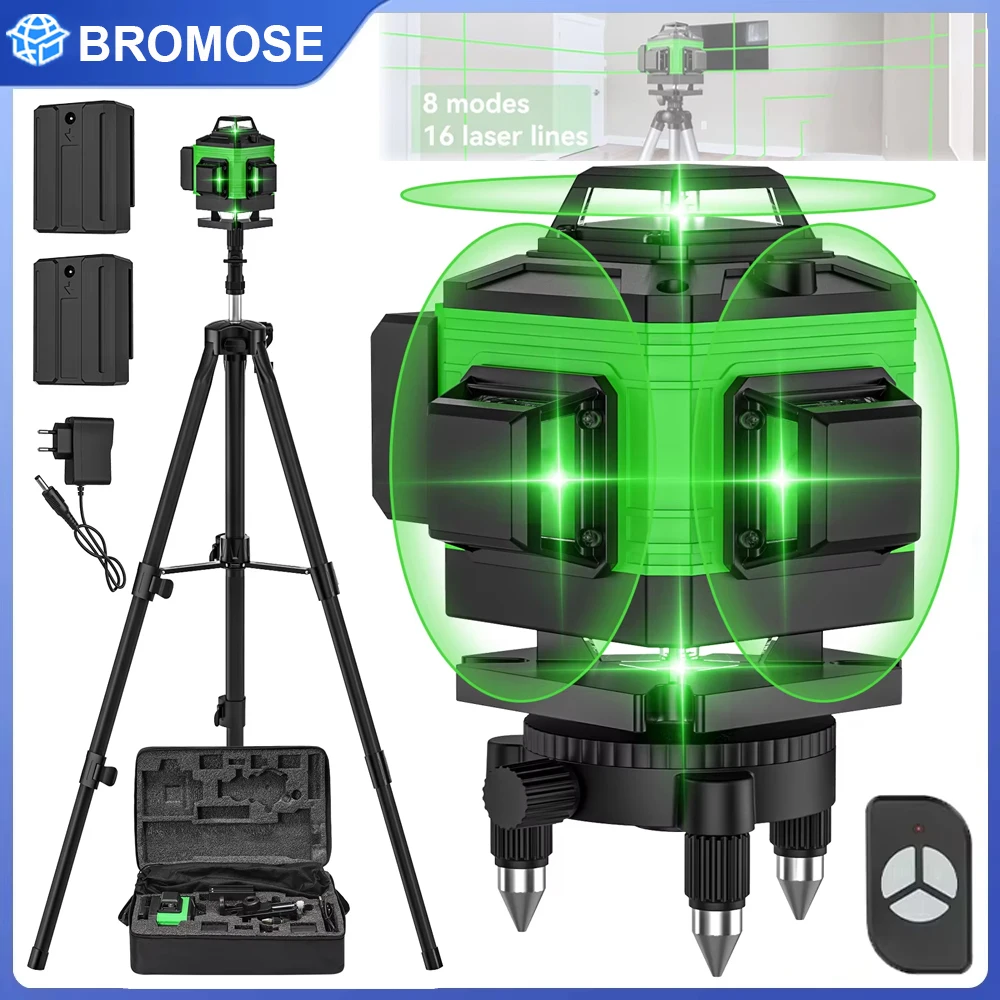 Bromose 16 Line 4D Livello Laser Automatico 3 °   Strumento di costruzione della macchina di livellamento automatico a livello laser con strumento di livello laser di base