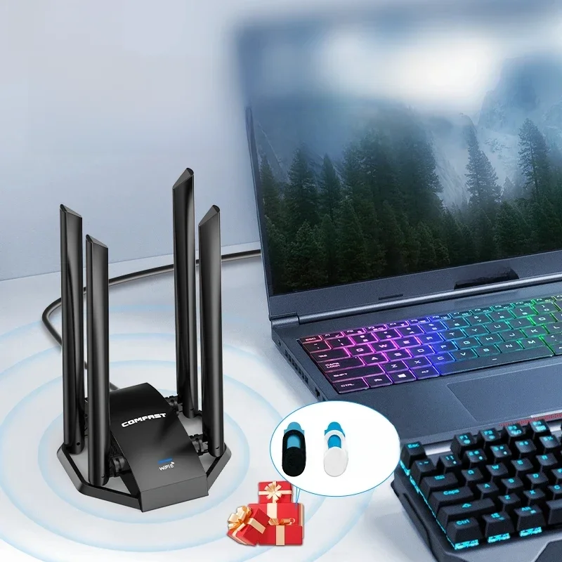 5374 MBit/s USB Wifi6 Adapter Ax5400 Tri-Band 2,4g/5g/6GHz Gigabit Gaming Netzwerk karte WLAN Dongle