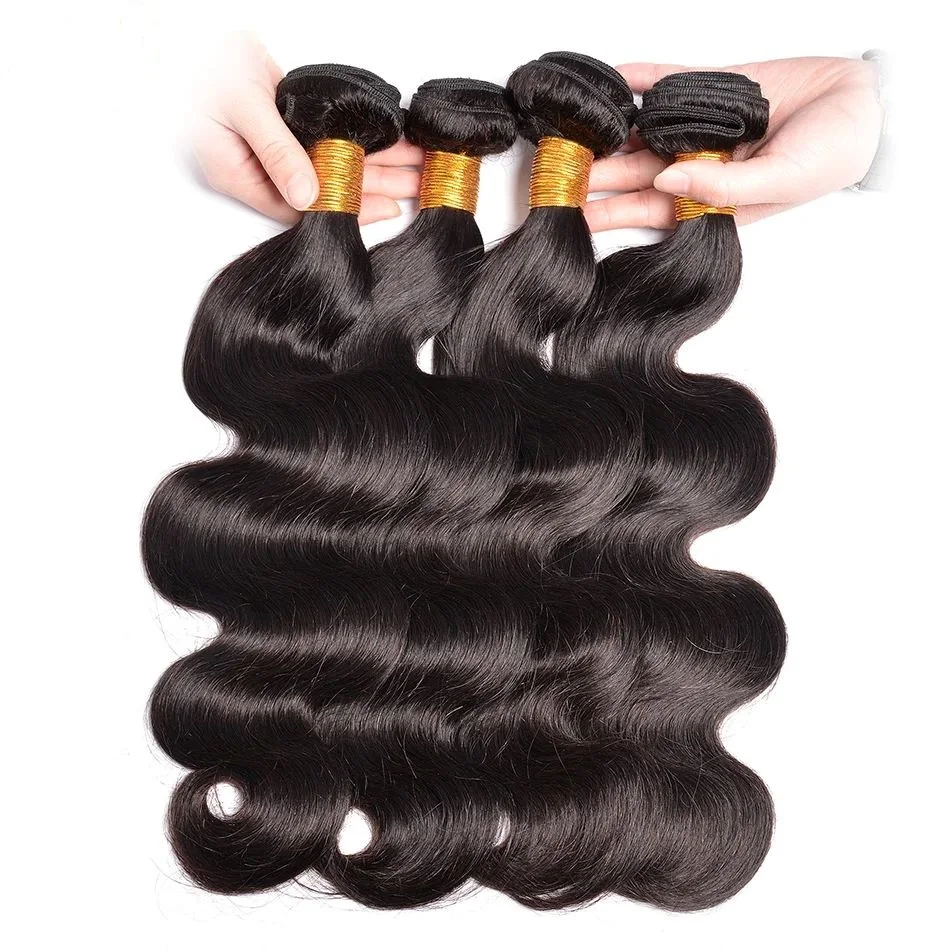 Unprocessed Body Wave Hair Extension para Mulheres, Pacotes de Cabelo Humano, Natural Black, Remy Hair Weave, 12A, 1 Pc, 3 Pcs, 4 Pcs