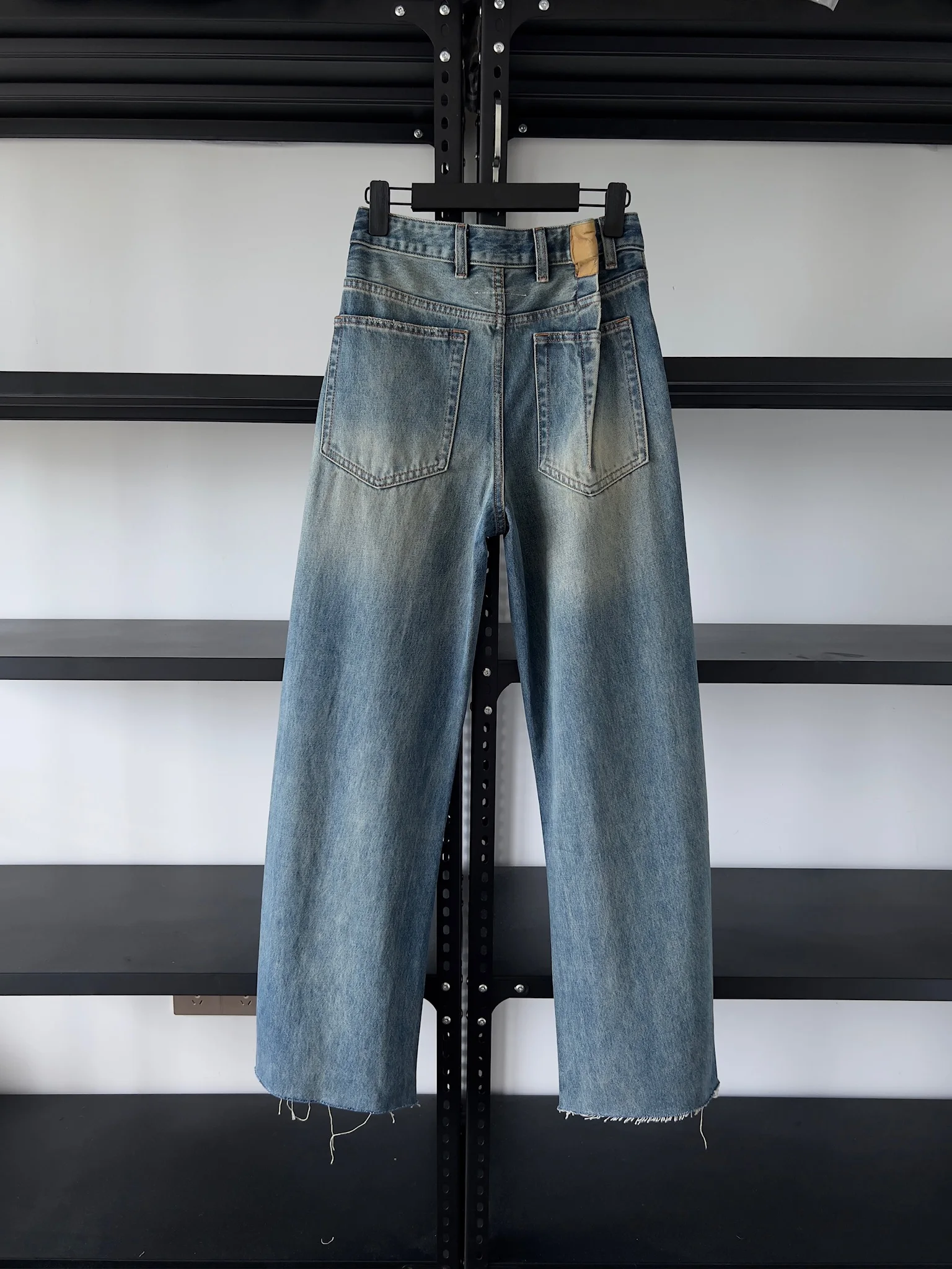 

2025 New Women's Clothing Retro Distressed Ragged Edge Jeans Slim Washed Cotton Denim Wide Leg Pants