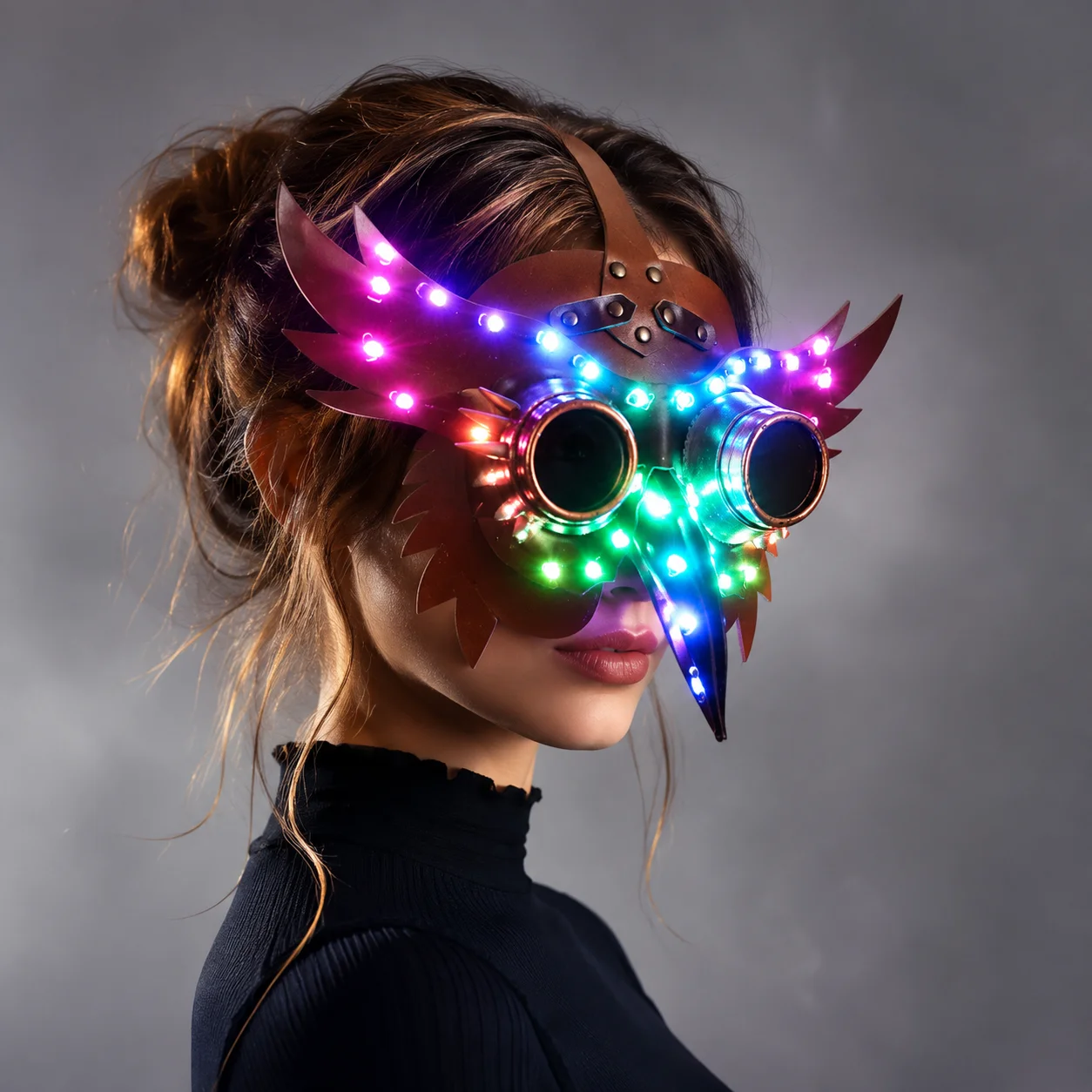 LED Light Halloween Cosplay Face Mask Party Show Stage Make-up Stage Performance Wear