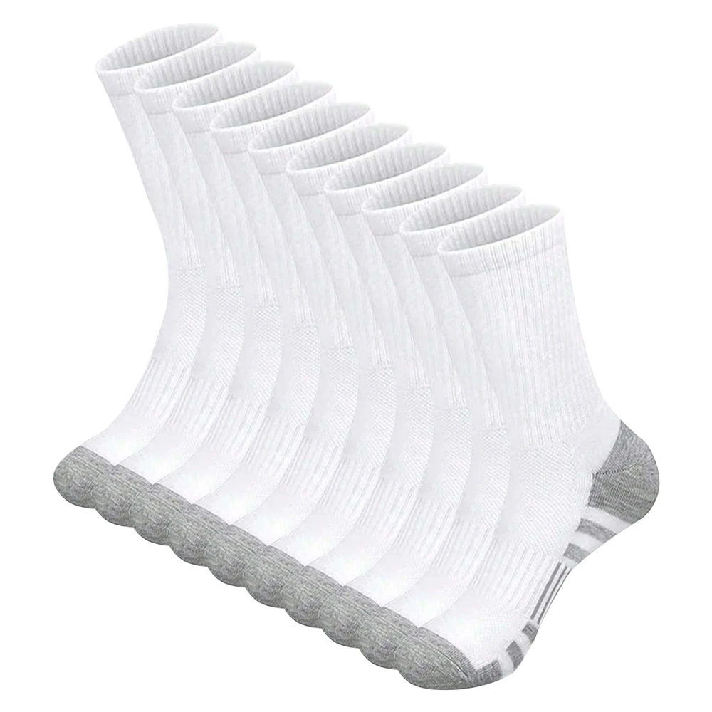 10 Pairs of Men's and Women's Socks, Mid-Calf Socks, Sports Socks, White, Special Promotion, Y2K Style, Cute and Fun Sports Socks, Suitable for Everyday Outfits, Fashionable Gifts