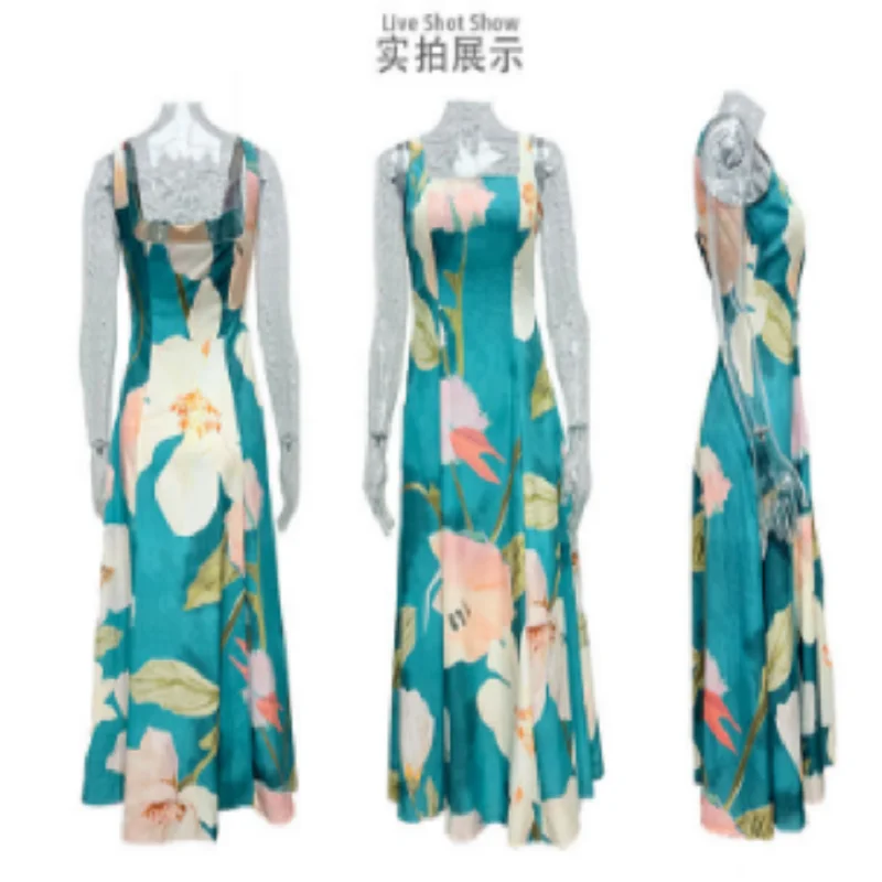 COCOTHIA Slash Neck senza maniche a vita alta stampa floreale maxi abito estivo vintage piccante ragazze abiti Trendsetter streetwear