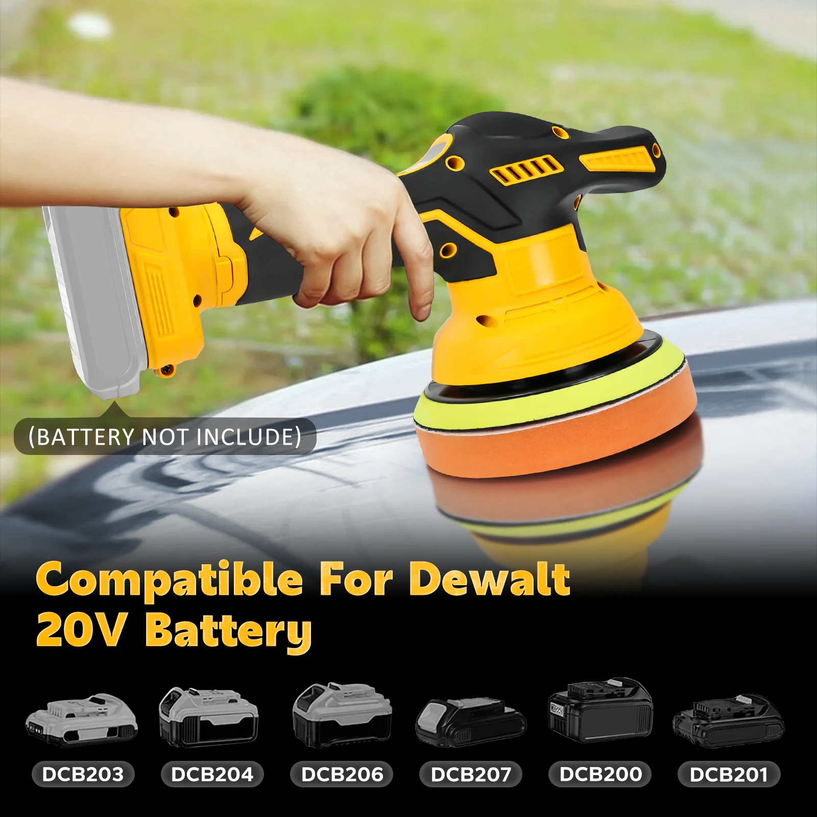 Cordless Car Buffer Polisher for Dewalt 20V Battery 8 Variable Speed Up to 5000RPM Car Detailing Polishing Waxing (No Battery)