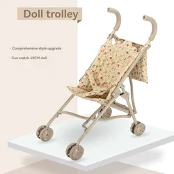 Floral Doll Stroller for Dolls Folding Doll Pram Carriage with Bag Doll Accessories Play Toy House Boys Girls Birthday Gift