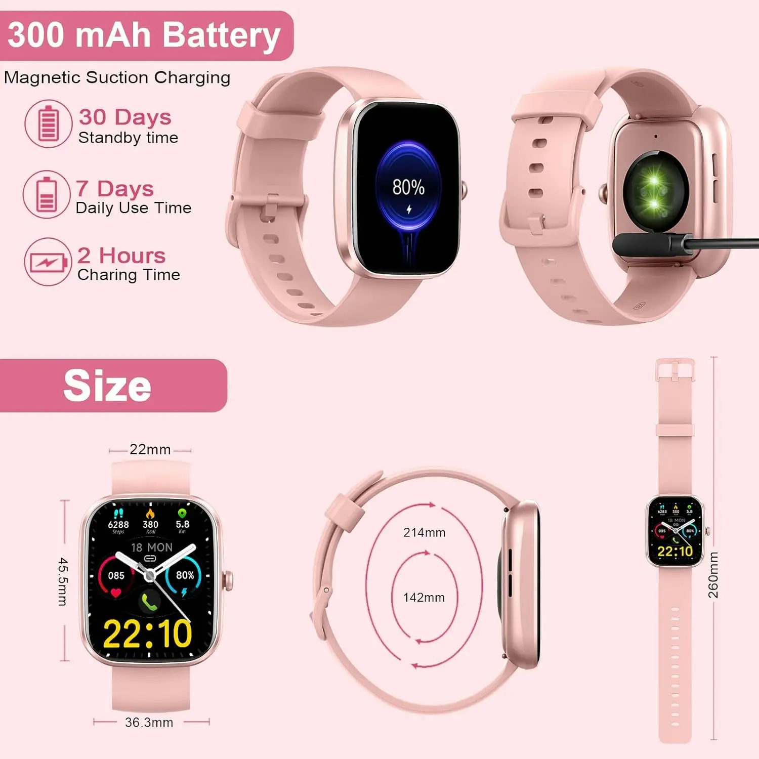 Smartwatch mit Anruffunktion, 1,91 Zoll HD-Display, 110+ Sportmodi, IP68 wasserdichter Fitness-Tracker für Android iOS.