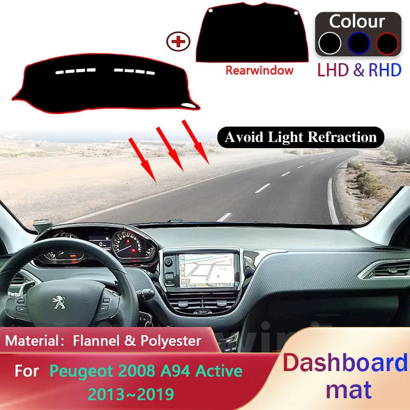 

Car Dashboard Pad for Peugeot 2008 A94 Active 2013~2019 Rear Liner Anti-Slip Mat Sunshade Dashmat Carpet Rug Cover Accessories