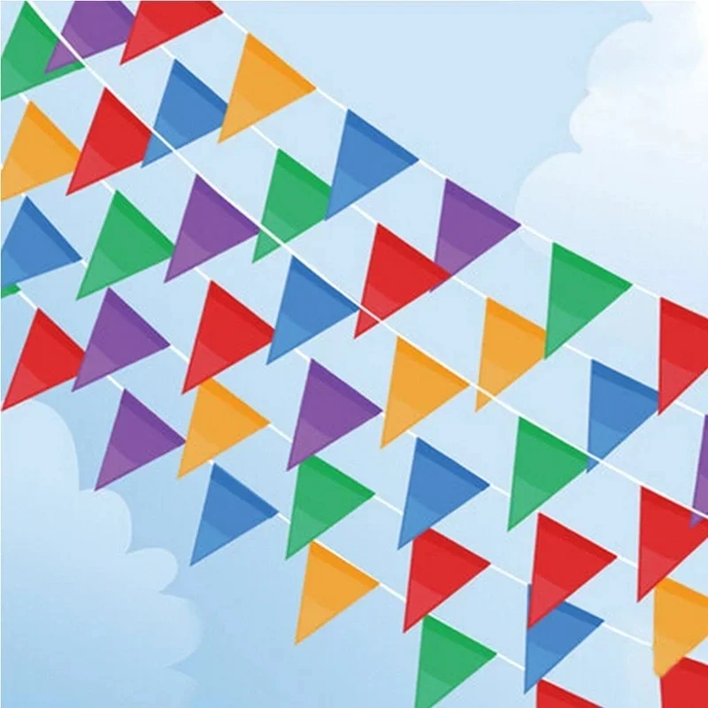 Banderole Colorée de 10m, Drapeaux Triangulaires, Décoration de Tente, Festival, ixde Mariage, Maison, Jardin