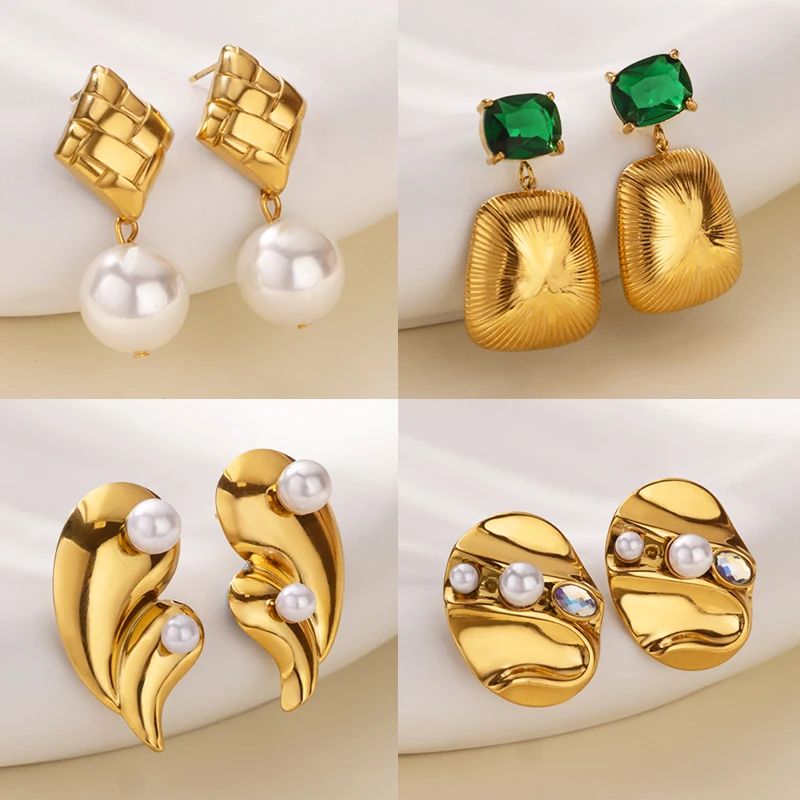 

Gold Color Waterdrop Earrings for Women Stainless Steel Geometric Piercing Earrings Fashion Wedding Waterproof Jewelry Gift