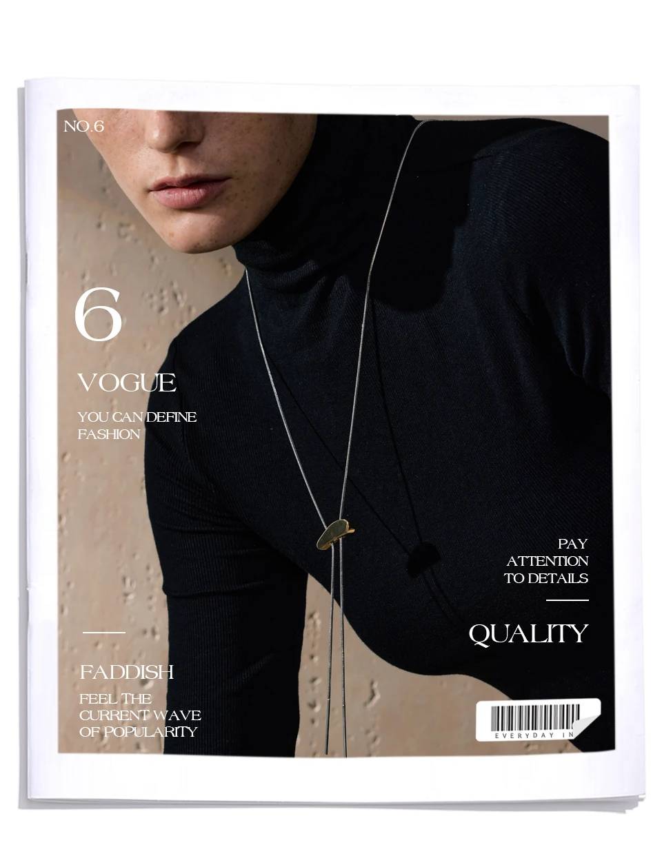 Yhpup 316L Edelstahl Exklusive geometrische verstellbare lange Pullover Kette Halskette Modeschmuck Zubehör wasserdicht – Detail 5