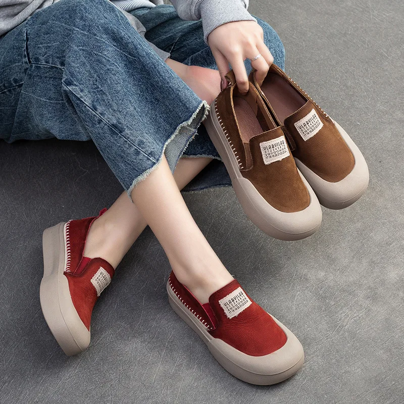 Ladies Sneakers Spring Shoes 2024 New head layer cowhide Casual Women Shoes Fashion Flat Girl Student Shoes