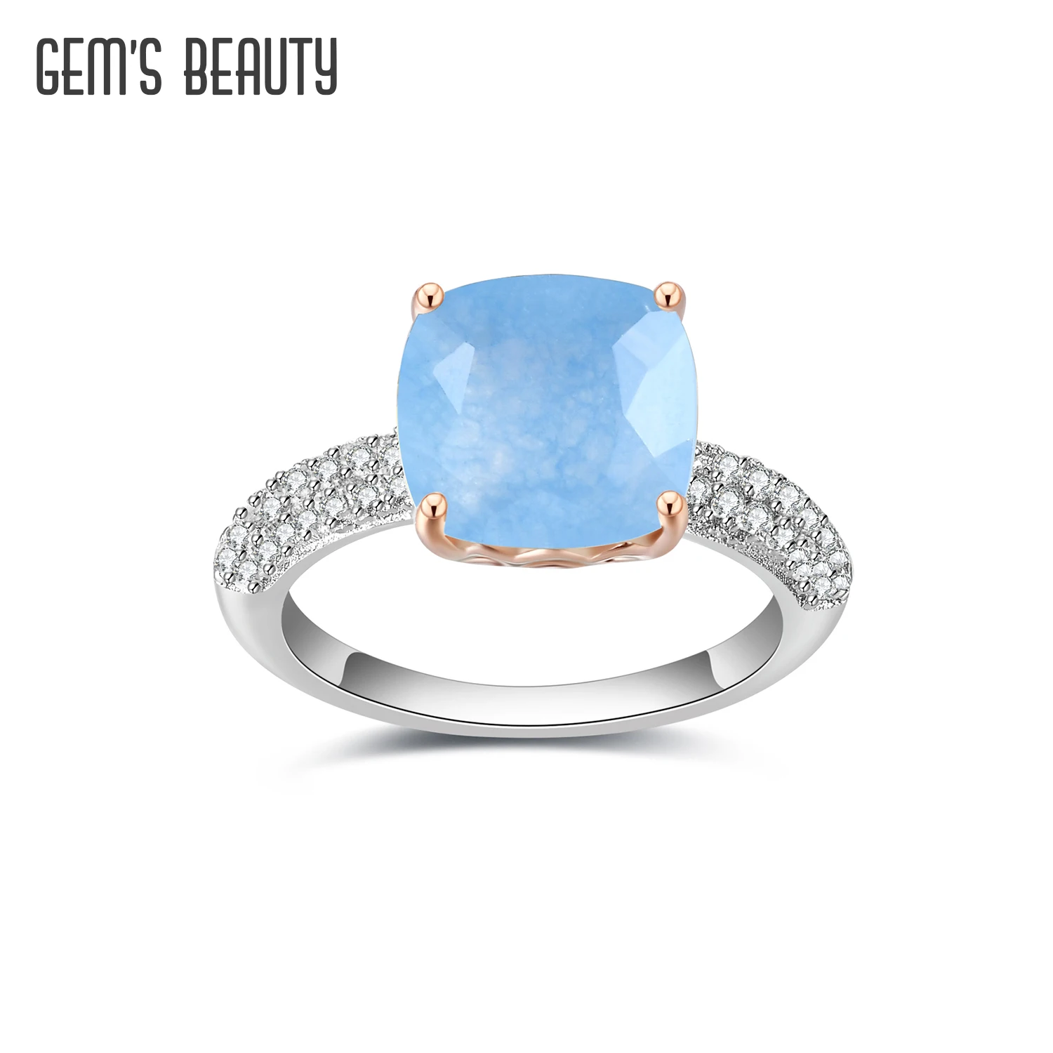 gems beleza natural aqua azul anel de quartzo real 925 prata esterlina cocktail anel mao incrustada joias finas para a mulher 01