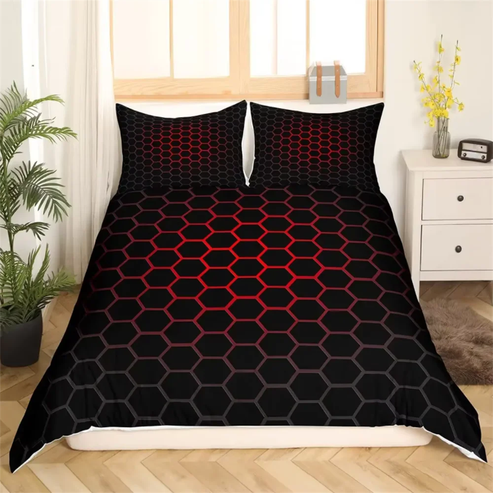 Red Glowing Bedding Set 3D Duvet Cover Set Single Double Twin Full Size Teens Adults Bedclothes Soft Polyester Bed Linen