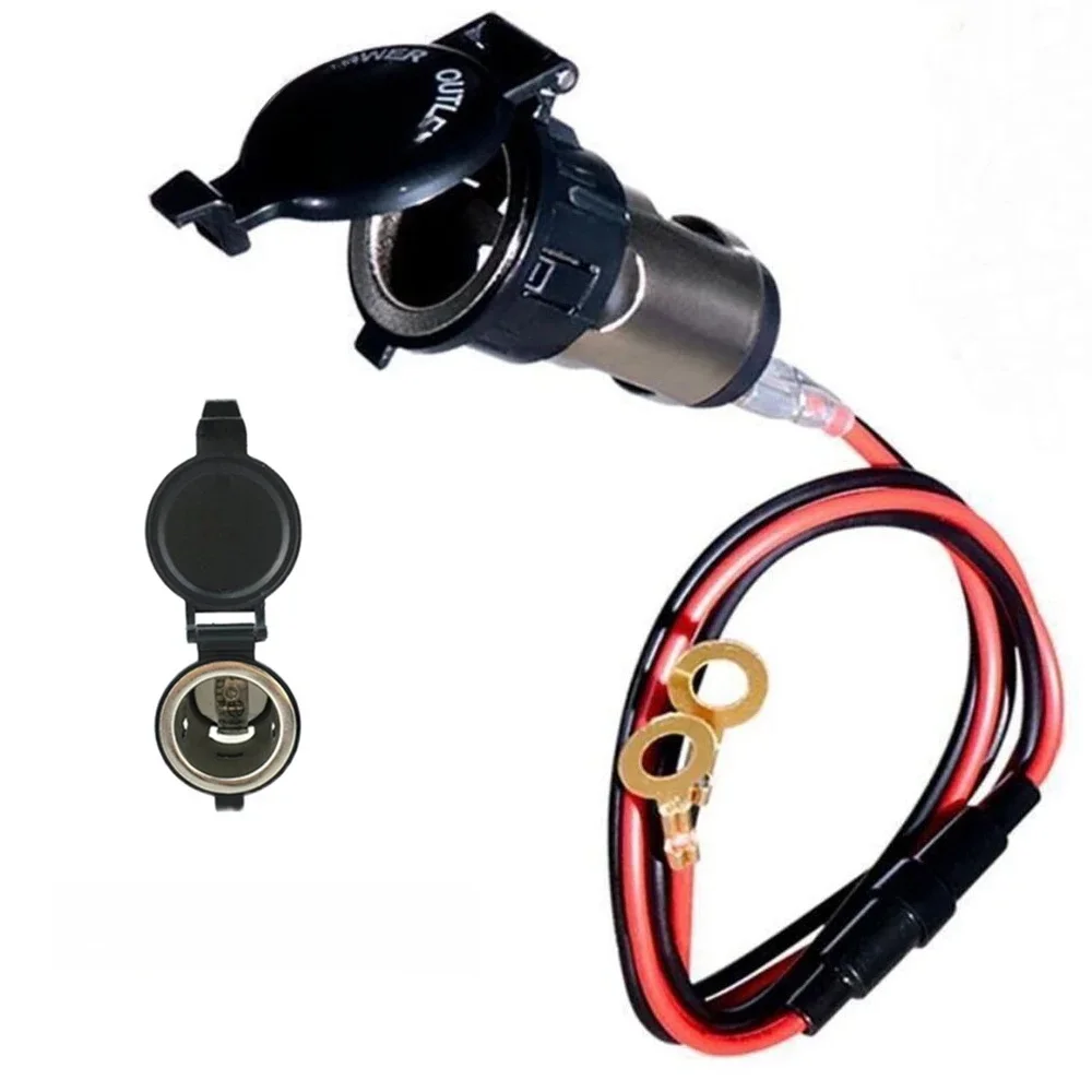 Allume-cigare de voiture prise femelle prise d'alimentation avec boîtier de couverture étanche prise de chargeur cc pour voiture DVR 12 V-24 V 120 W 10A